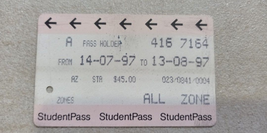1990s MRT Student Concession Card, Hobbies & Toys, Memorabilia
