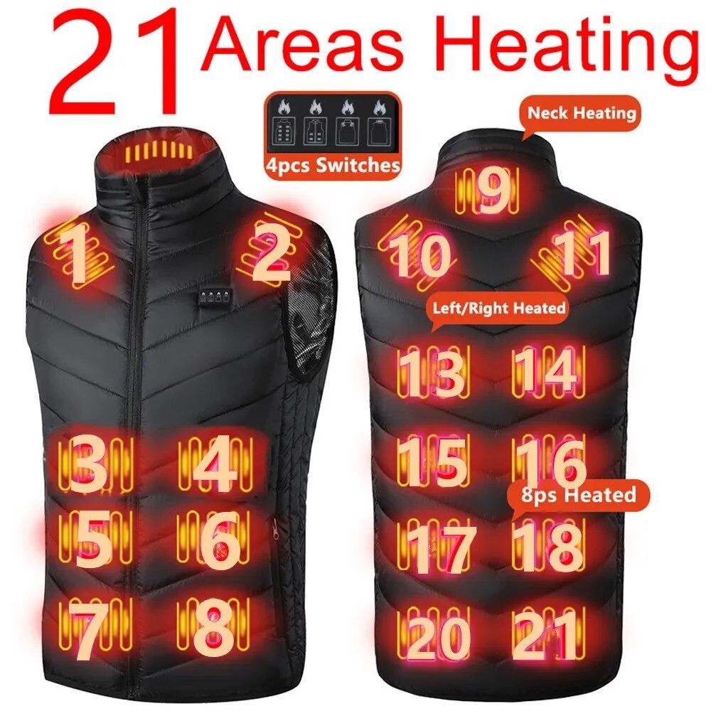 21 Areas Heated Vest Men Jacket Heated Winter Womens Electric Usb Heater Tactical Jacket Man Thermal Vest Body Warmer Coat 6XL Carousell