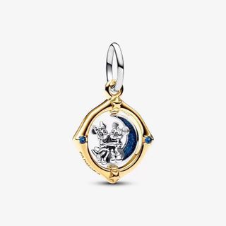 💎 SALE! PANDORA MOMENTS DISNEY MICKEY MOUSE & MINNIE MOUSE TWO TONE SPINNING MOON DANGLE CHARM