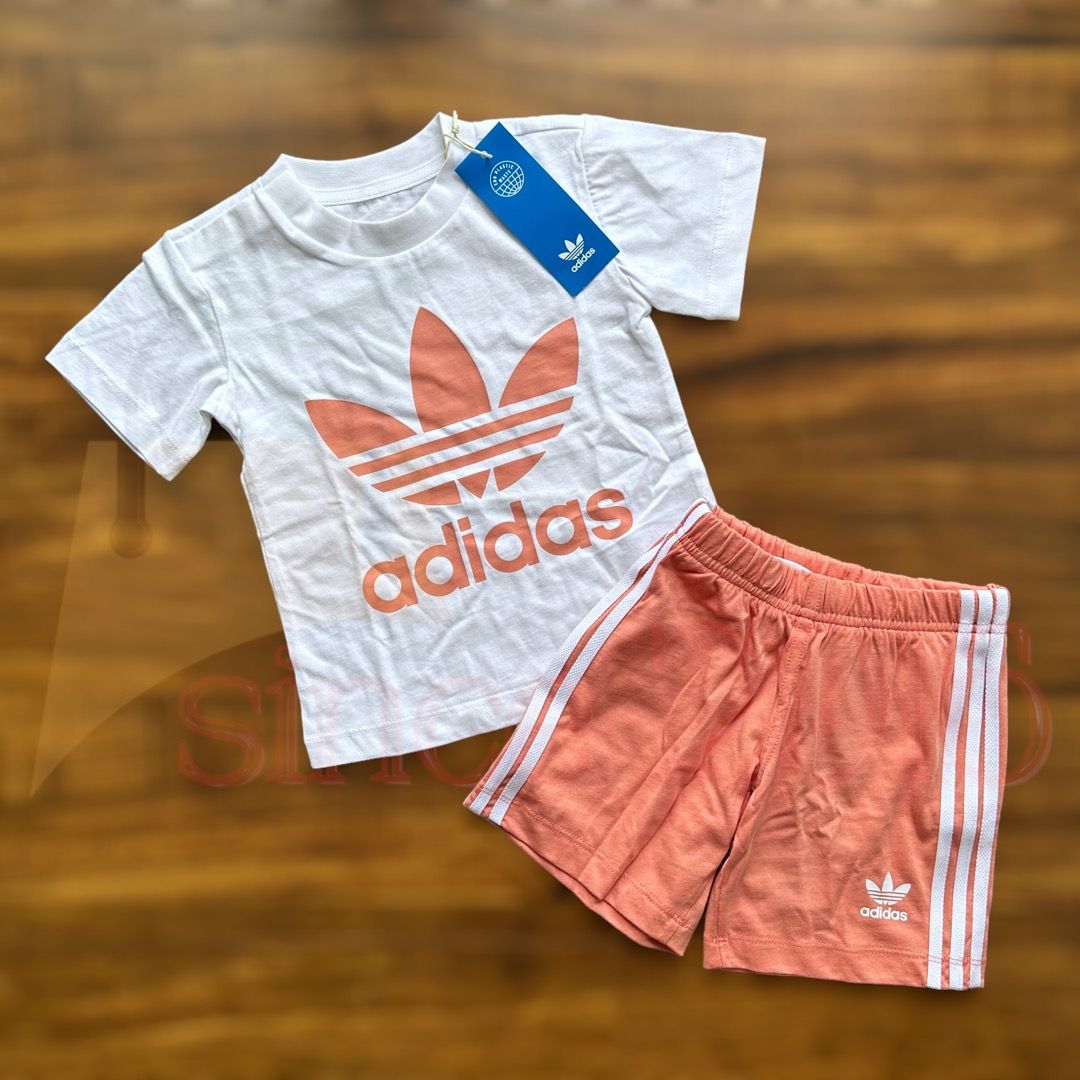 adidas Trefoil Shorts Tee Set - White