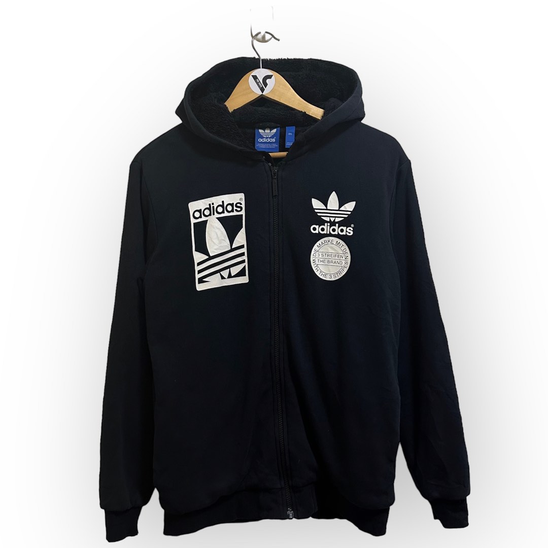 Adidas Sherpa Black Hoodie, Men's Fashion, Tops & Sets, Hoodies on ...