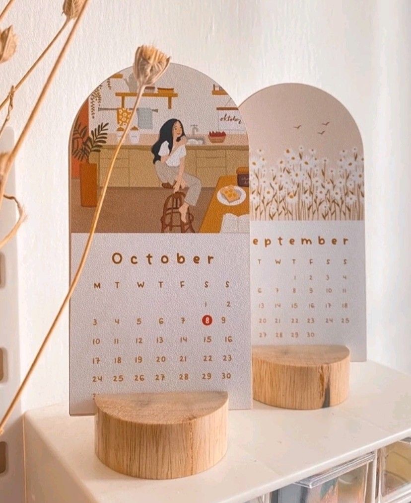 Aesthetic Desk Calendar, Desain & Kerajinan Tangan, Barang & Aksesoris