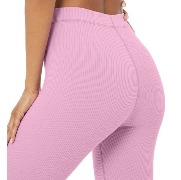 Alo Yoga Ribbed High-Waist 7/8 Blissful Legging Pink Lavender Size