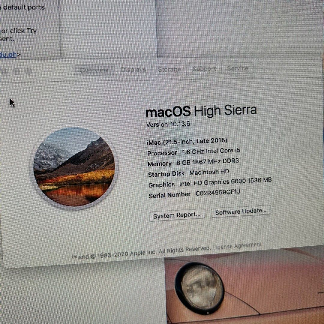 iMacOS High Sierra 21.5 2015