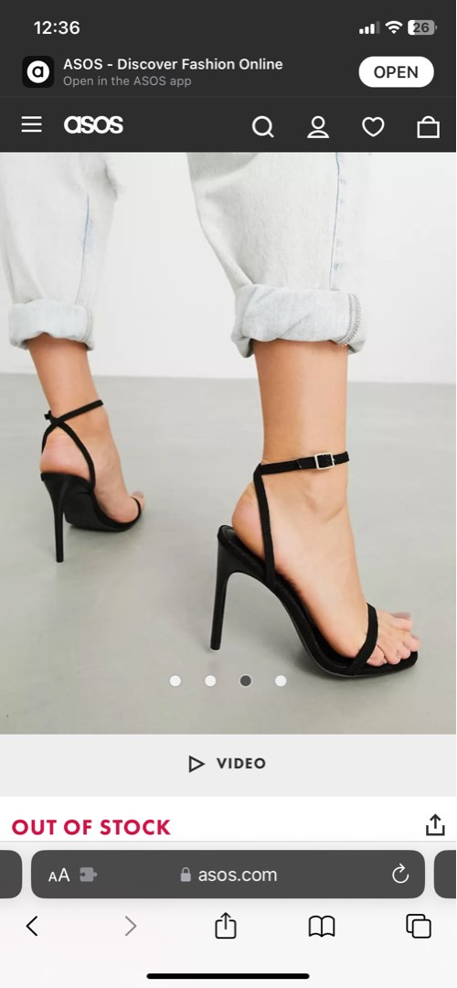 ASOS DESIGN Nala barely there heeled sandals in black