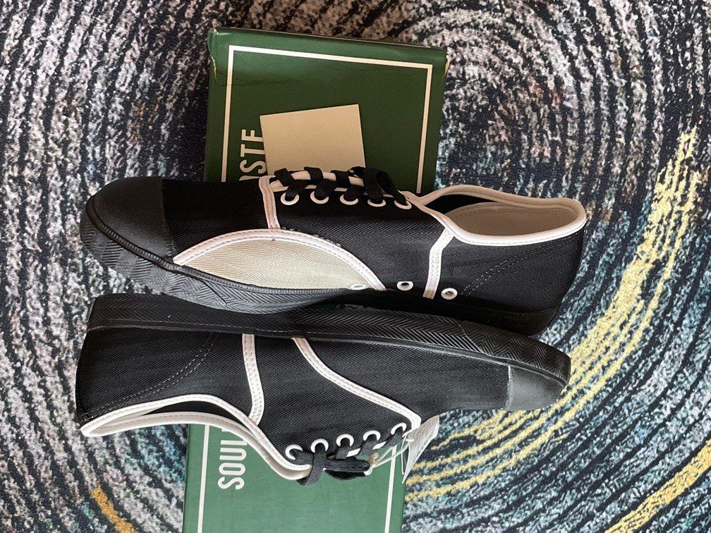 Authentic Lacoste Tennis Rene 75th Black Canvas Shoes Size UK 9