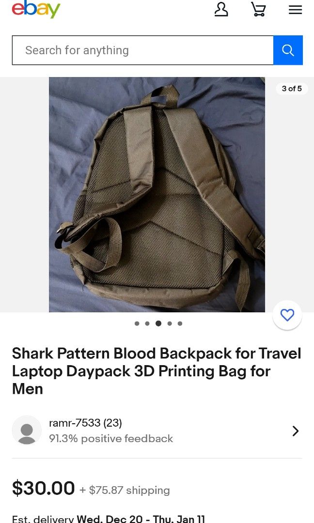 Shark Pattern Blood Backpack For Travel Laptop Daypack 3D Print