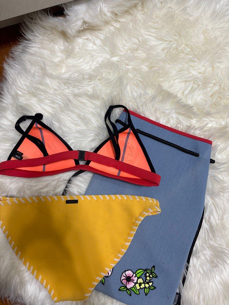 TRIANGL Neoprene Bikini Set Top: Extra Small Bottom: Medium Orange