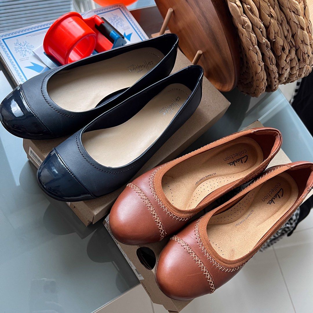 Clarks navy flat shoes outlet