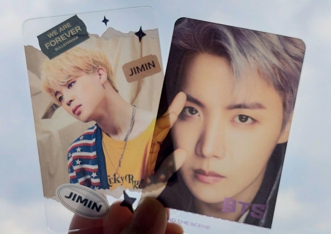 BTS Jimin & Jhope Transparent Photocards (Category: K-Wave Merchandise) located in Valenzuela. Submitted by zzzz_x (Listing ID 1263723753, Image 1). Description: 📍Freebie when you buy the Jhope puzzle. 📍Got these from Korea. 📍Minimal scratches. Made from plastic. 📍No folds. 🛵SDD (Lalamove, Grab, Joyride, Angkas or JNT).