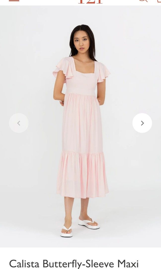 Maxi dress with butterfly sleeves hot sale