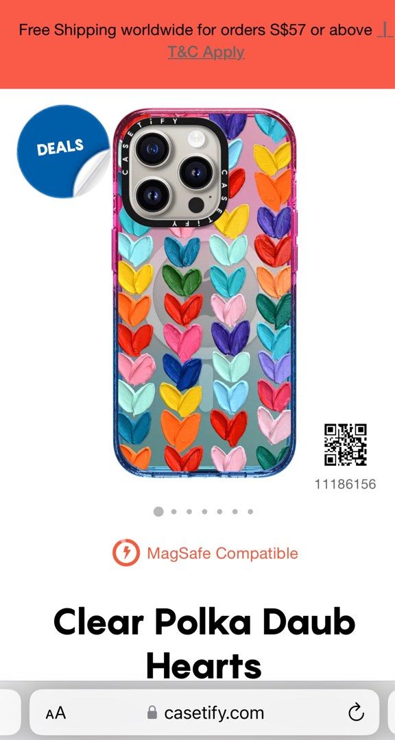 CASETiFY Compact IPhone 15 Case [4 Ft. 2X Military Grade Drop Protection/Slim/Lightweight] - Clear Polka Daub Hearts - Clear Black - View #5