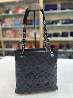 Chanel Paris-Biarritz Tote Bag in Black Quilted Canvas, Leather