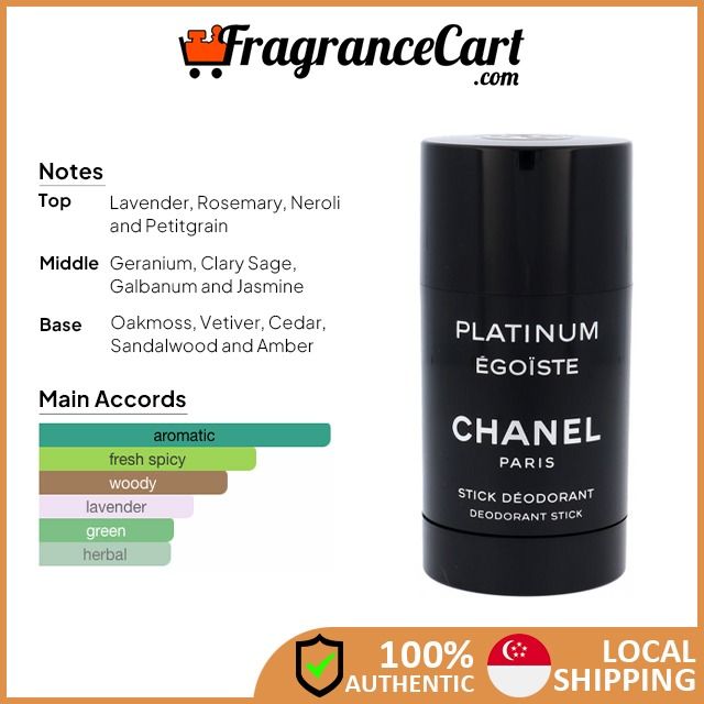 Chanel Platinum Egoiste Pour Homme Deodorant Stick for Men (75ml) [Brand  New 100% Authentic Perfume FragranceCart] Man Black, Beauty & Personal  Care, Fragrance & Deodorants on Carousell