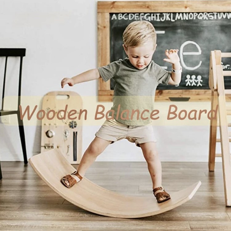 Children Wooden Balancing Board, Wobble Balancing Board, Rocker Board ...