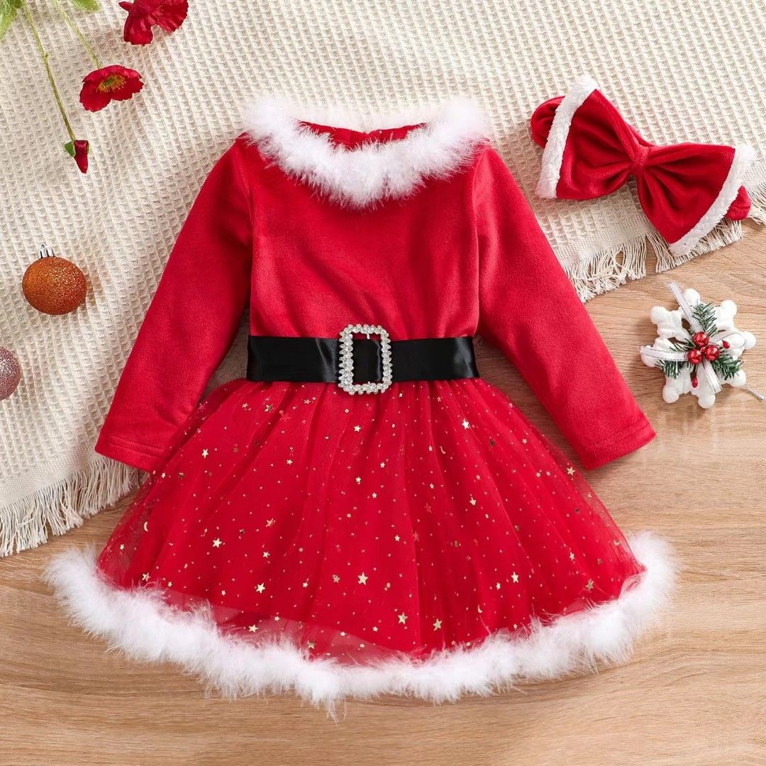 SG Stock Price Markdown Christmas Santa Kids Girls Dress with