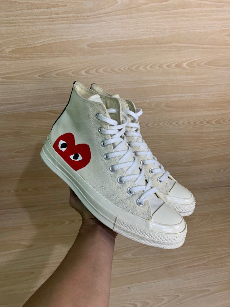 Converse CDG hi white, Men's Fashion, Footwear, Sneakers on Carousell