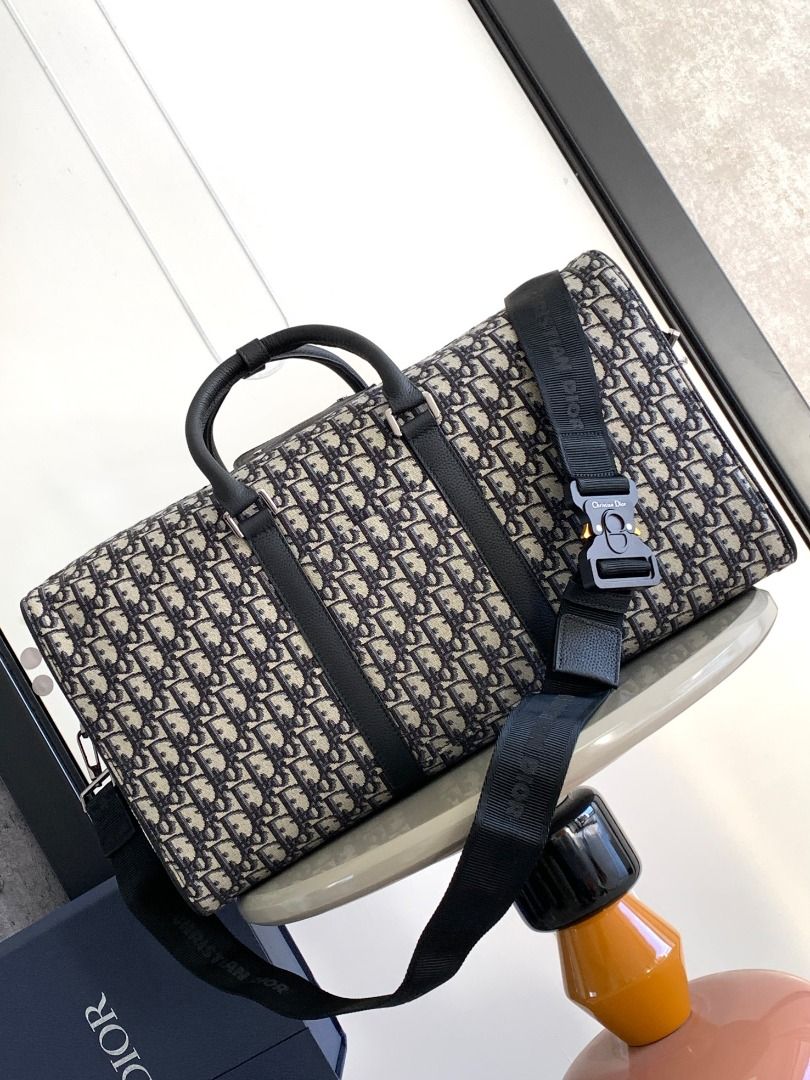 Christian Dior Lingot Duffle Boston Bag 50 Oblique Jacquard