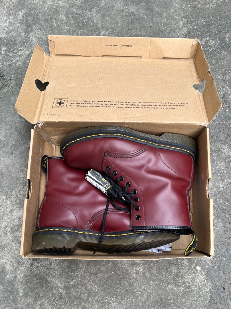 DR. MARTENS 1460 CHERRY RED, Men's Fashion, Footwear, Boots on Carousell