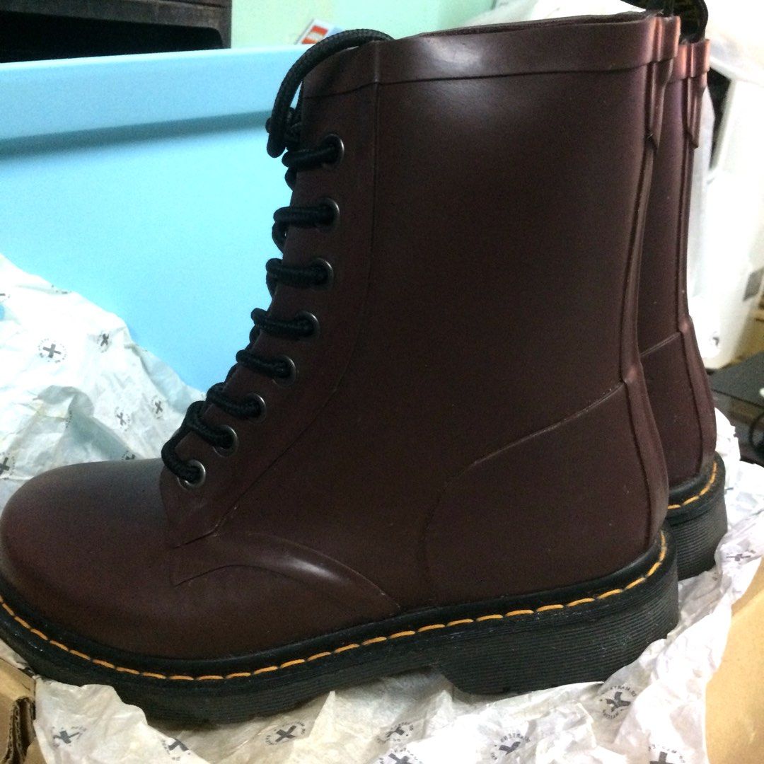 Dr. Martens Drench Wellington Matt Cherry Red Rubber Rain