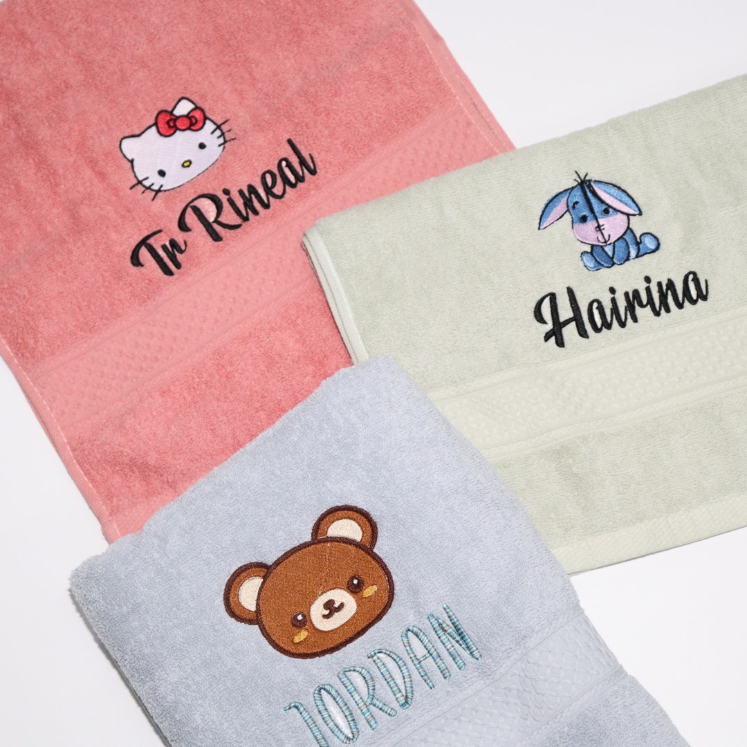Embroidery Towel Icon Cartoon Customised Customisable Personalised
