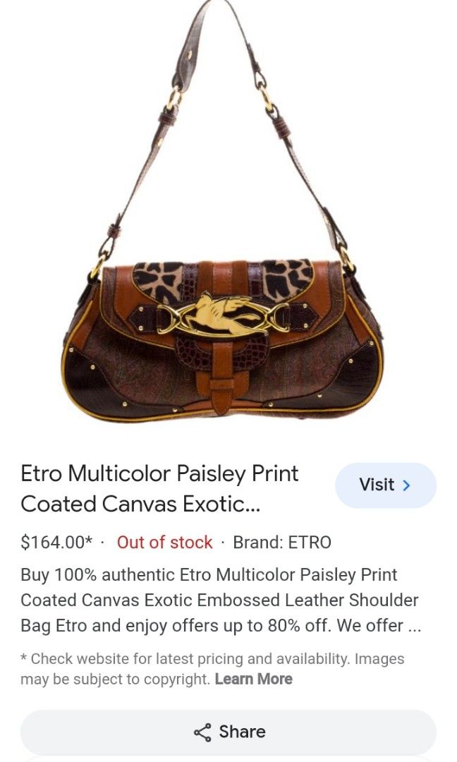 Etro Multicolor Paisley Print Coated Canvas and Leather Shoulder Bag Etro