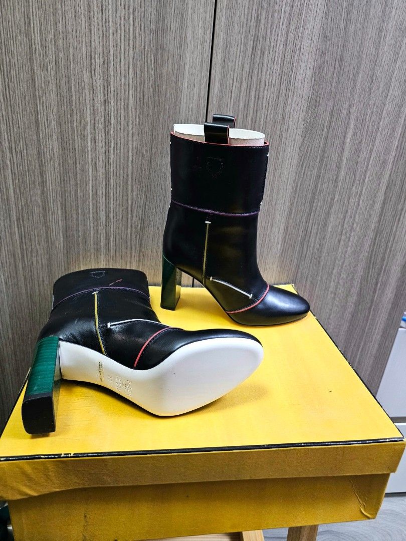 FENDI 黑色高跟靴boots, 名牌, 鞋及波鞋- Carousell