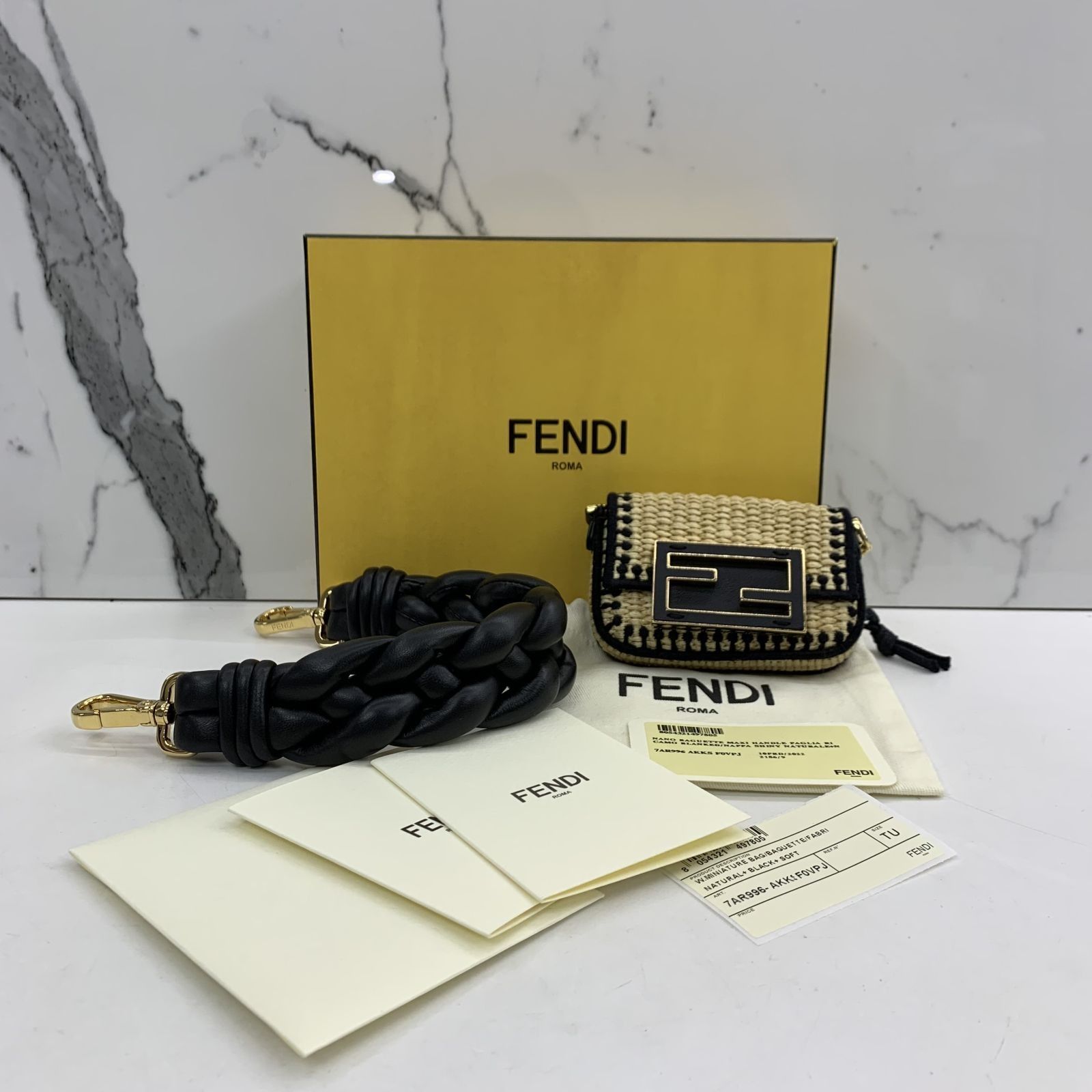 FENDI 7AR996 BEIGE RAFFIA NANO BAGUETTE SHOULDE BAG 237034289 WE Luxury Bags Wallets on Carousell