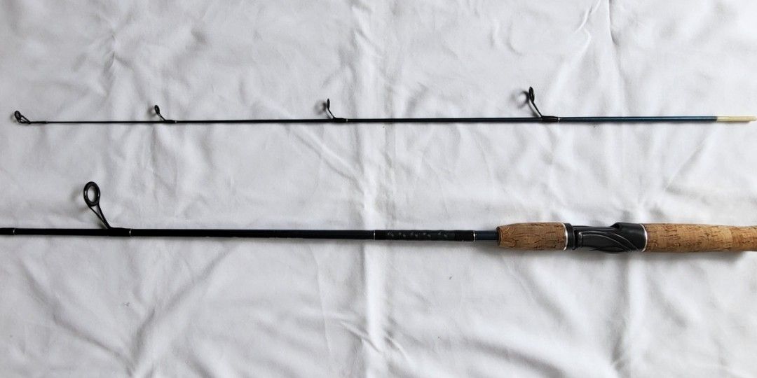 Fishing rod 2pc 150cm Spinning fiberglass, Sports Equipment, Fishing on  Carousell