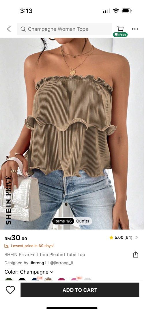 Frill pleated tube top