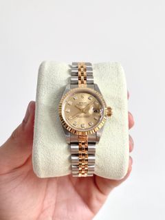 (Full Set) Rolex Oyster Perpetual Ladies Datejust 26 18k Half Gold Diamonds Ref. 69173