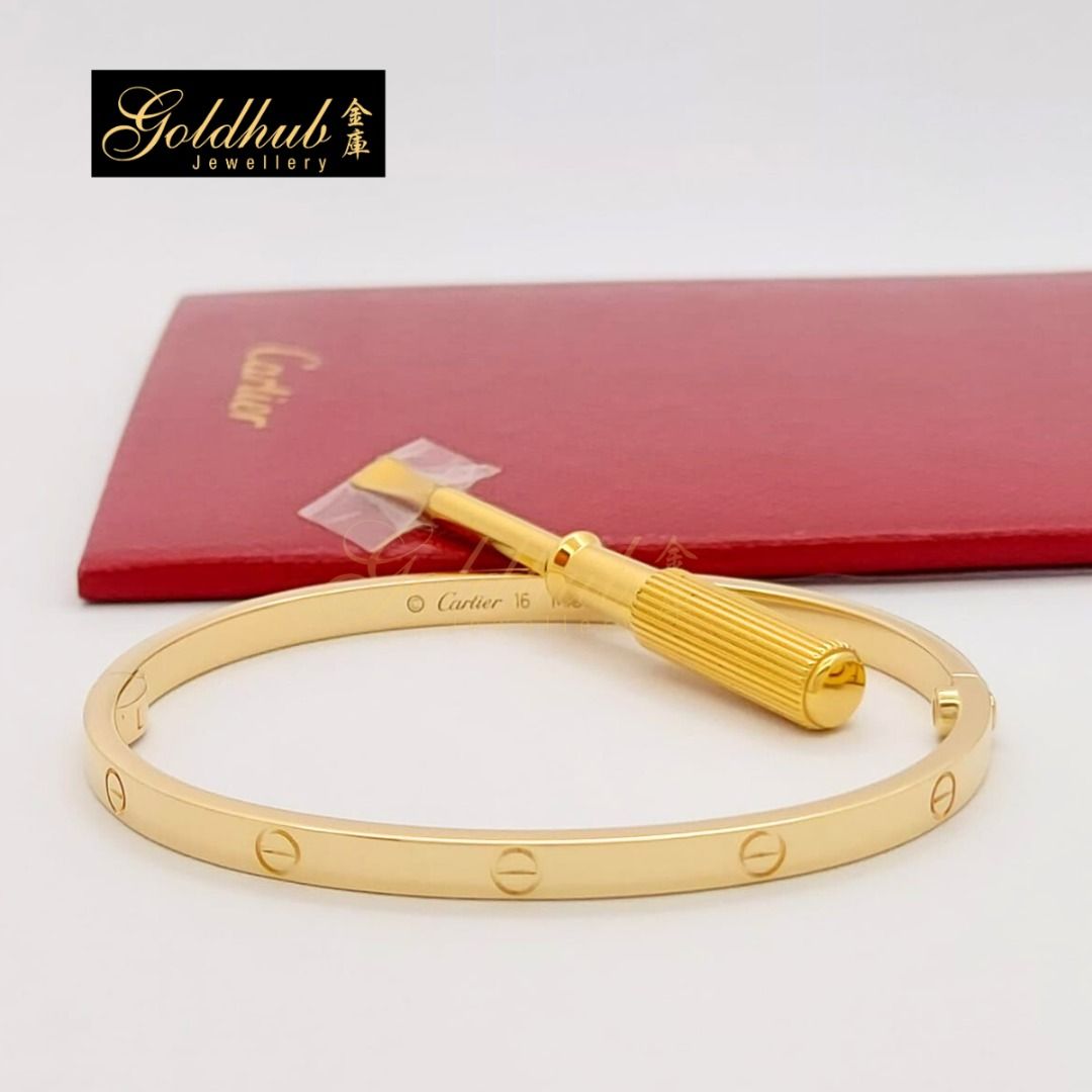 Reserved Full Set Size 16 18K Pre loved Cartier Love Bracelet Small Model SM in Yellow Gold Certificate and Pouch GB00113 Luxury Accessories on Carousell