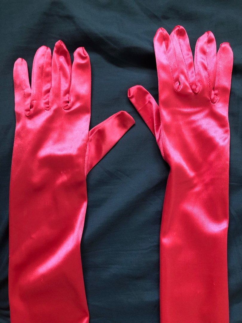 Fuschia Pink Long Satin/Silk Gloves (Color changes due to lighting