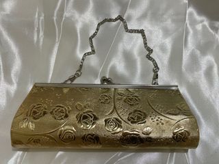 Gold Embossed Rose Clutch