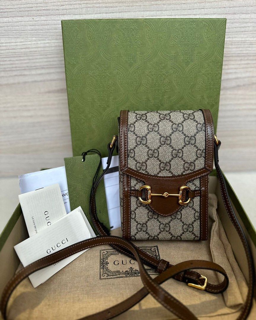 Gucci Horsebit Phone Bag in Brown 2021 (size 11x4x16cm) muat