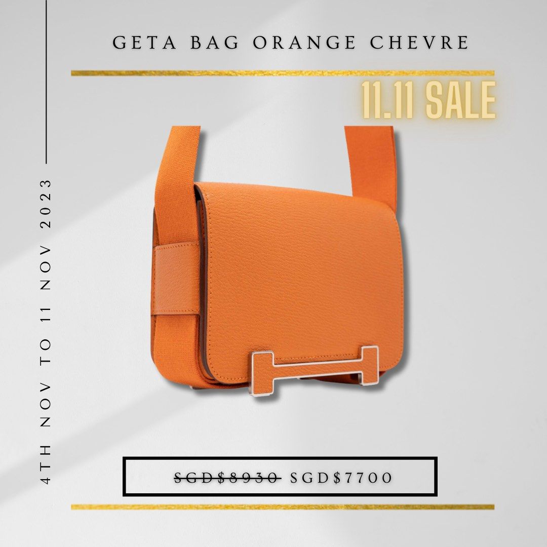 Hermès Geta Chèvre Mysore Orange, SACLÀB in 2023