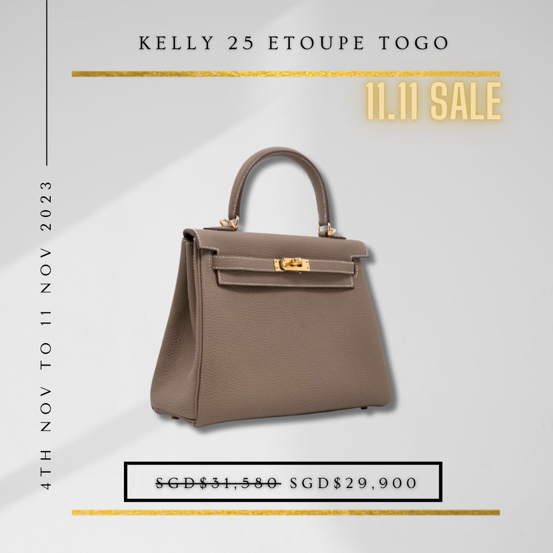 Hermes Kelly 25 Retourne Togo Leder Cognac Hardware Gold Tasche