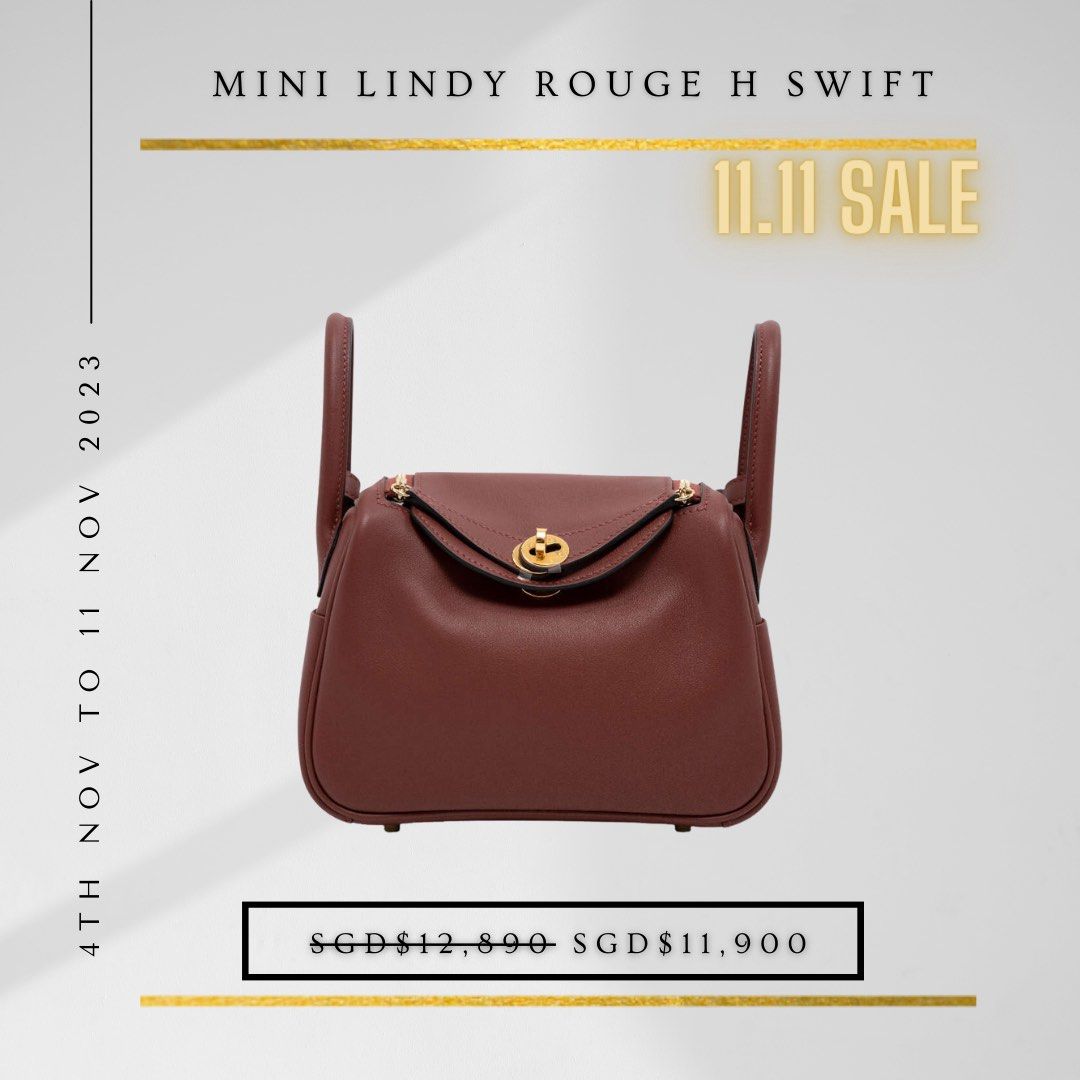 HERMES LINDY TOUCH MINI GRIS MEYER SWIFT,ALLIGATOR, Luxury, Bags & Wallets  on Carousell