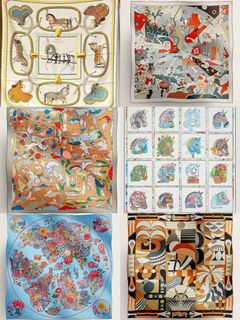 Hermes silk scarf 90*90cm，愛馬仕絲巾/披肩，一千零一隻兔子，盛宴，駿馬菱鏡，聖誕禮物🎁64200167477249110