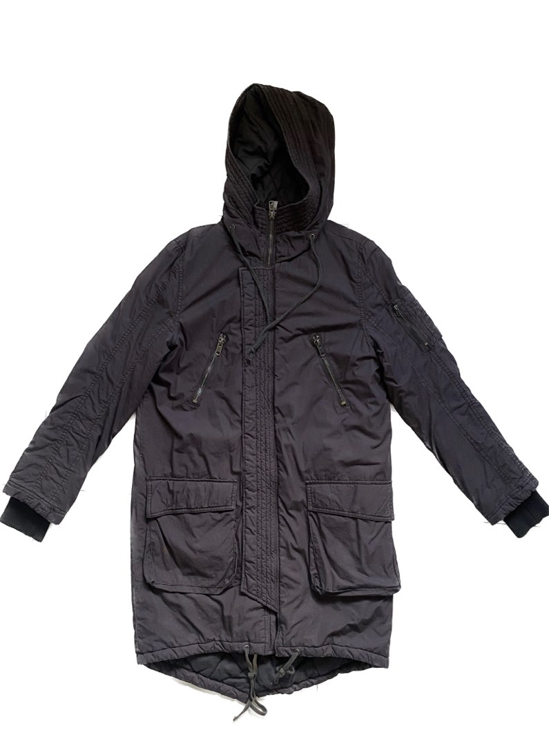 H M Black Fishtail Parka Down Jacket Men s Fashion Coats Jackets and Outerwear on Carousell