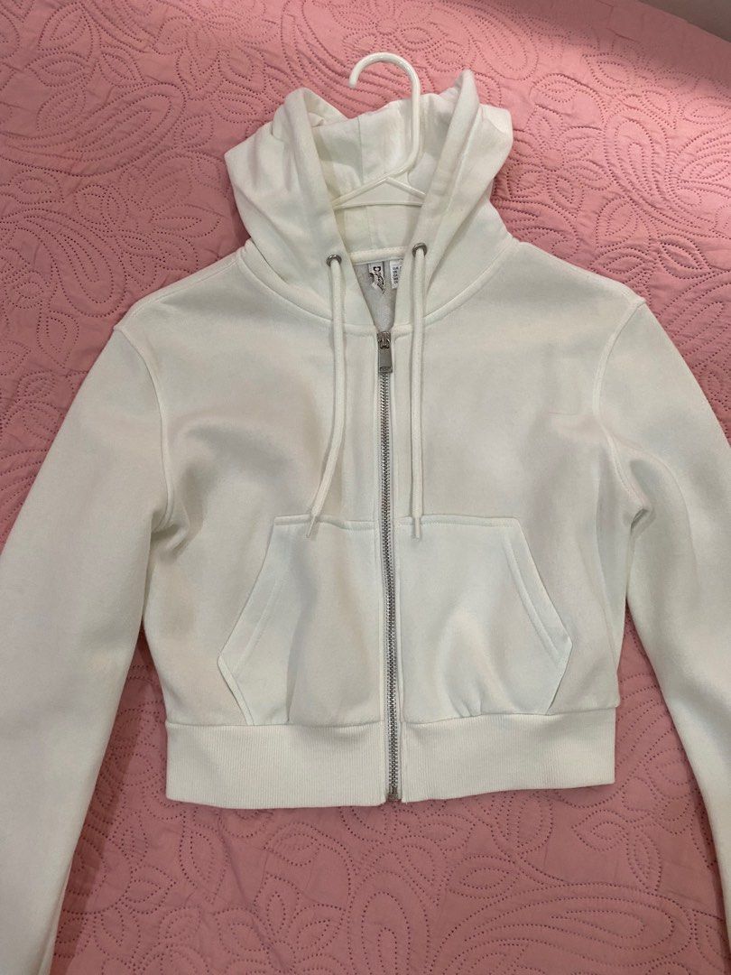 H M Cropped White Jacket Women s Fashion Coats Jackets and