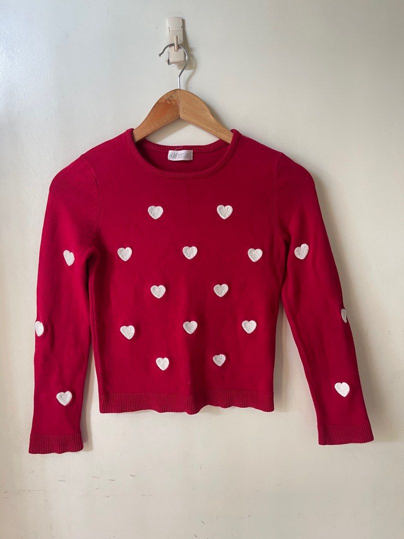 H&m red heart sweater sales
