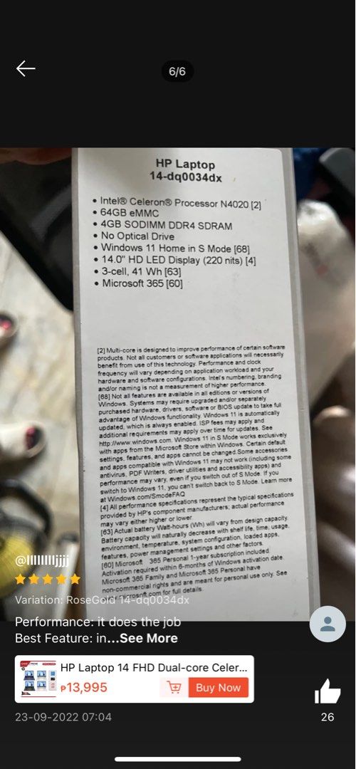 HP Laptop dual core 14” in Rose gold (Category: Laptops & Notebooks) located in Marikina City. Submitted by llllaaaaa (Listing ID 1263845972, Image 2). Description: .