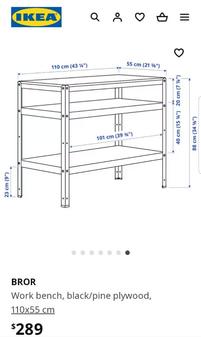 BROR Work bench, black, pine plywood - IKEA