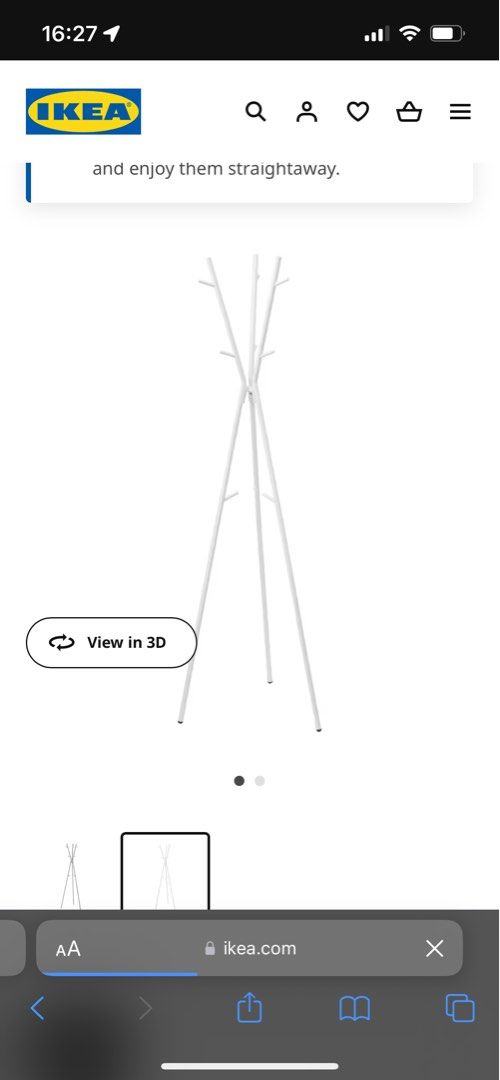 IKEA EKRAR Hat and Coat stand (white), Furniture & Home Living