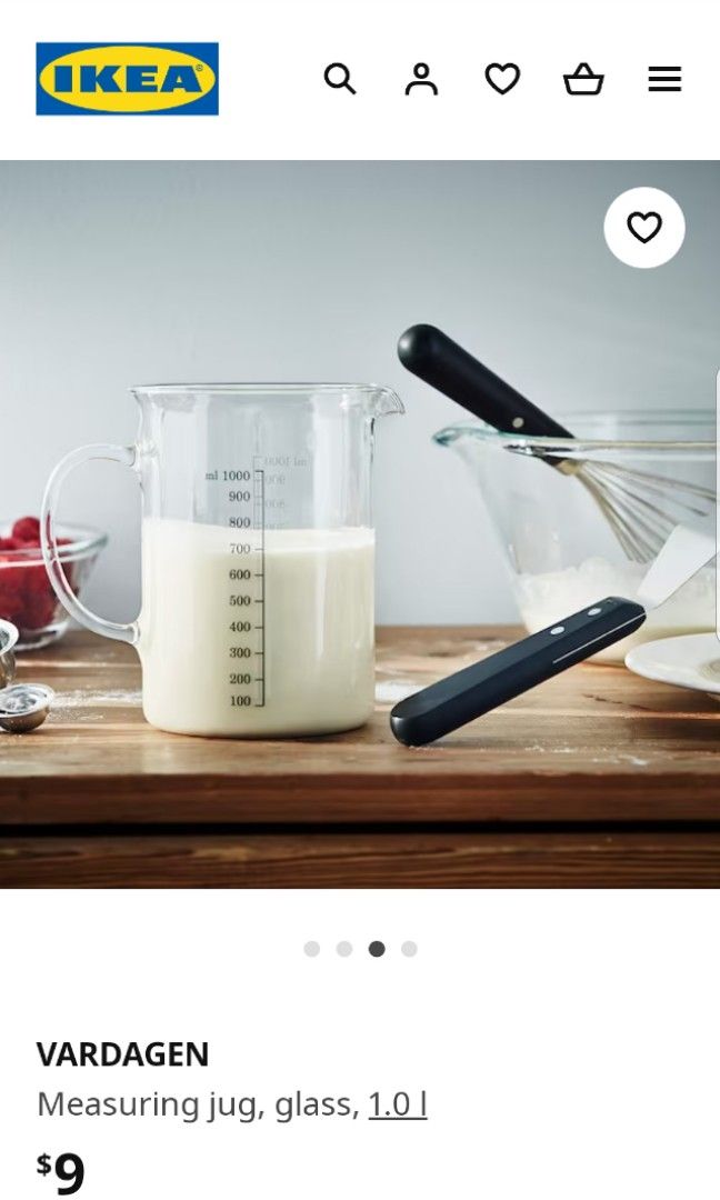 VARDAGEN Measuring jug, glass, 1.0 l - IKEA