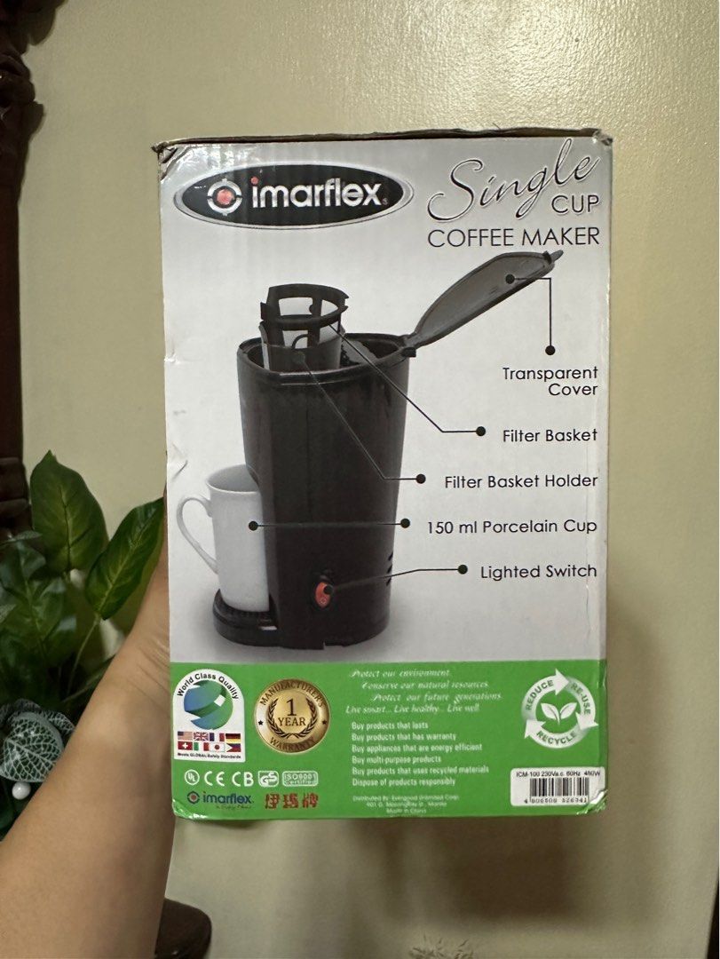 Imarflex Single Cup Coffee Maker, TV & Home Appliances, Kitchen