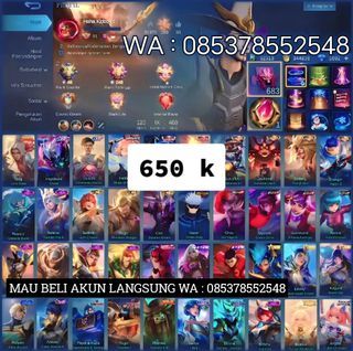 JUAL AKUN MOBILE LEGEND HARGA MURAH , DI JAMIN AMANAH DAN AMAN MINAT LANGSUNG WA 085378552548