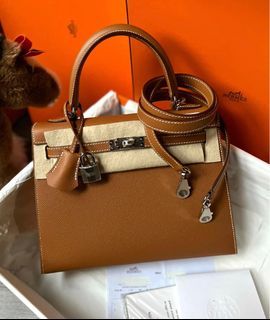 HERMES Madame Calfskin Shiny Niloticus Crocodile Kelly Sellier Touch 25  Anemone Amethyst 1077955