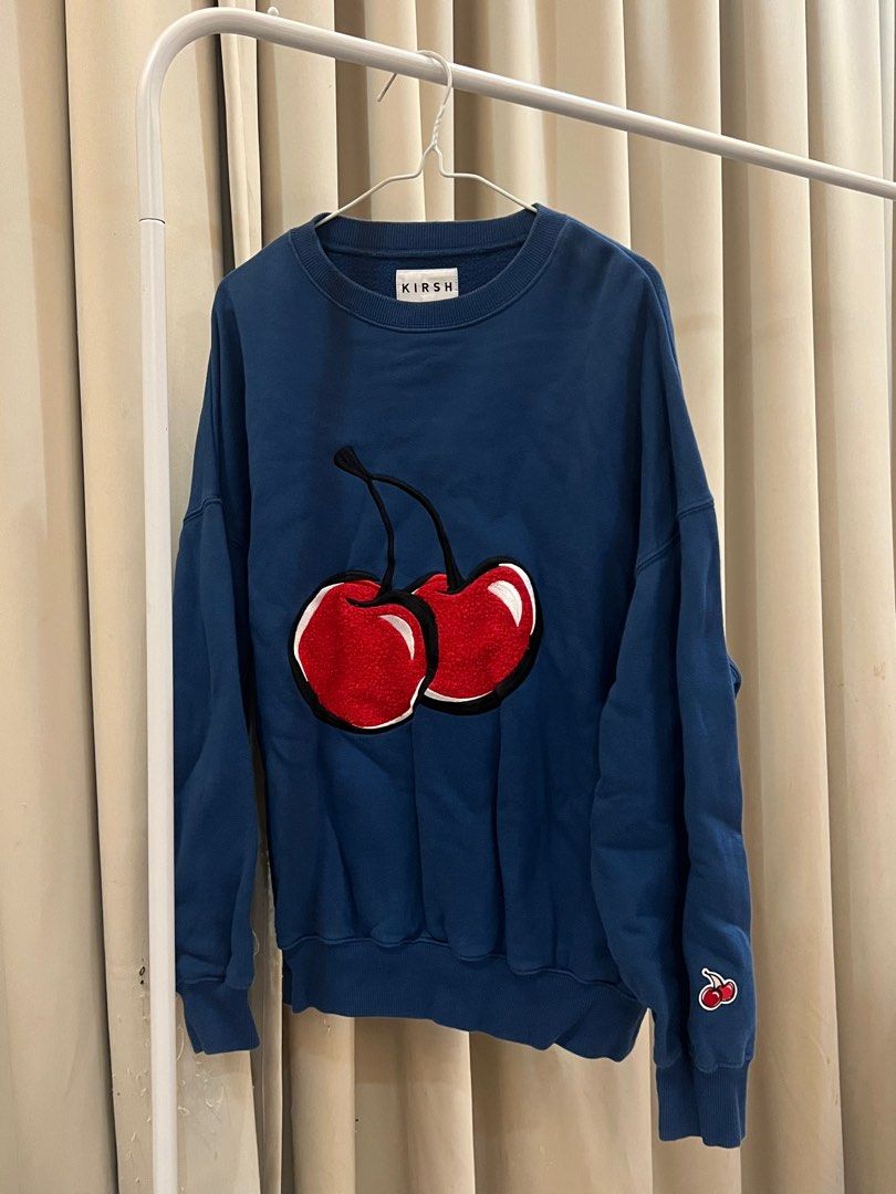 Kirsh Big Cherry Sweatshirt Korea Blue Women s Fashion Tops